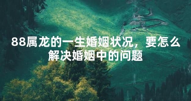 88属龙的一生婚姻状况，要怎么解决婚姻中的问题