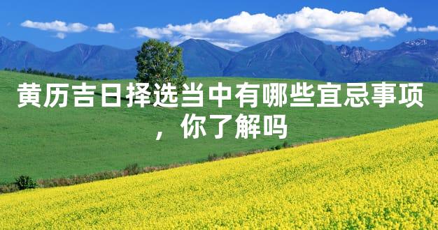 黄历吉日择选当中有哪些宜忌事项，你了解吗